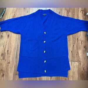 Blue Button-Up Wool Sweater